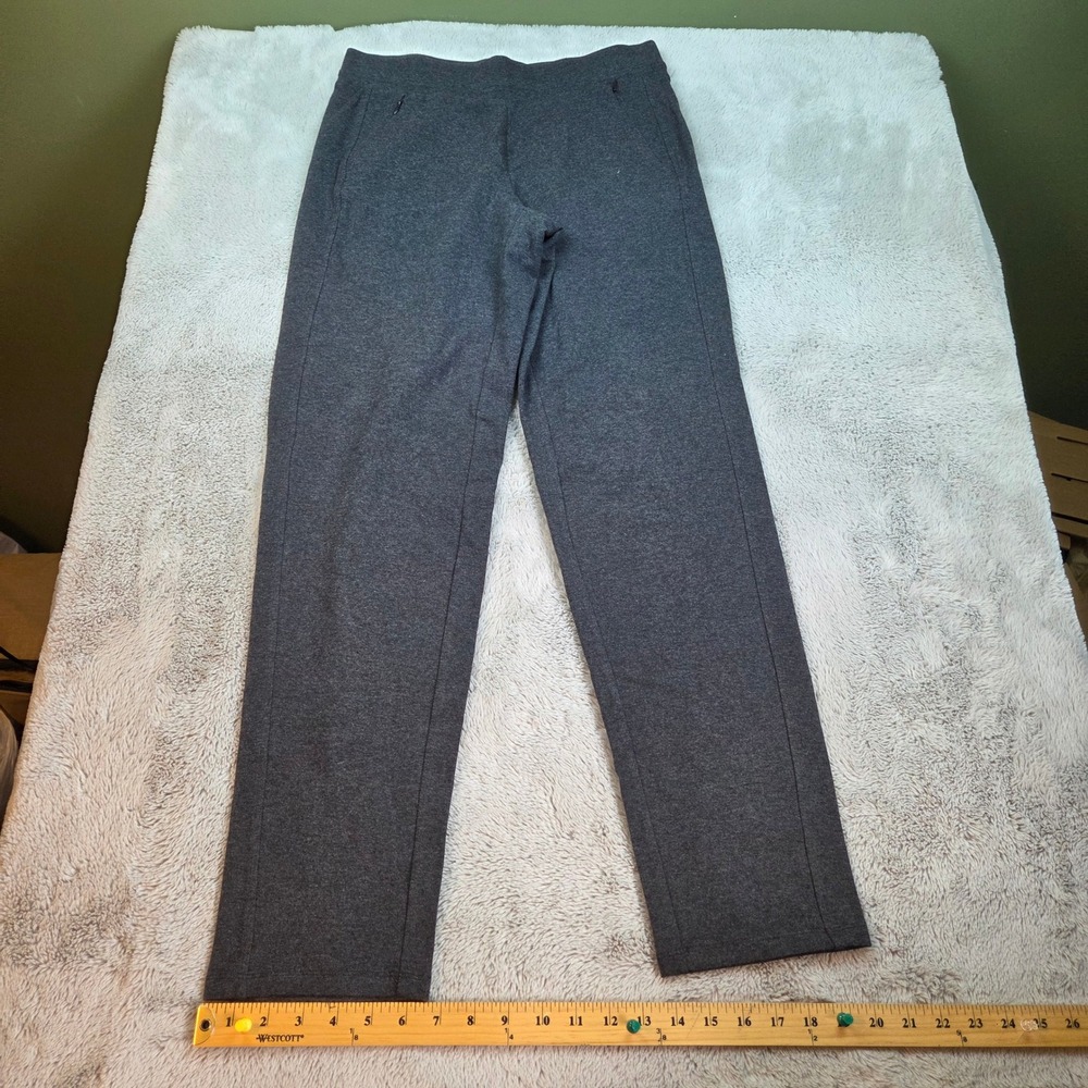 Talbots Pants Womens S Long Straight Leg Stretch Zipper Pocket Gray Cotton Blend